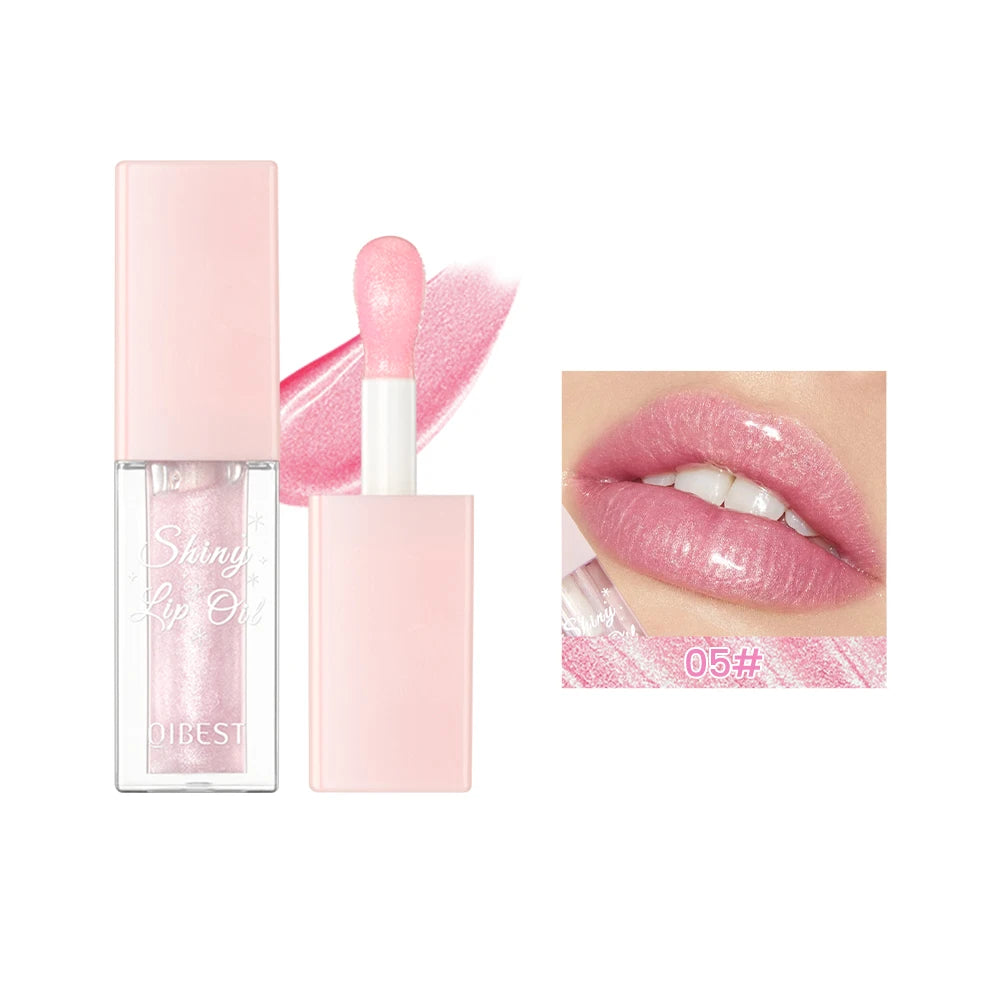 Pearlescent Pink Glitter Lip Oil