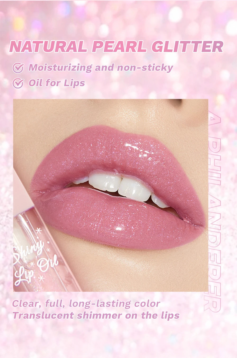 Pearlescent Pink Glitter Lip Oil