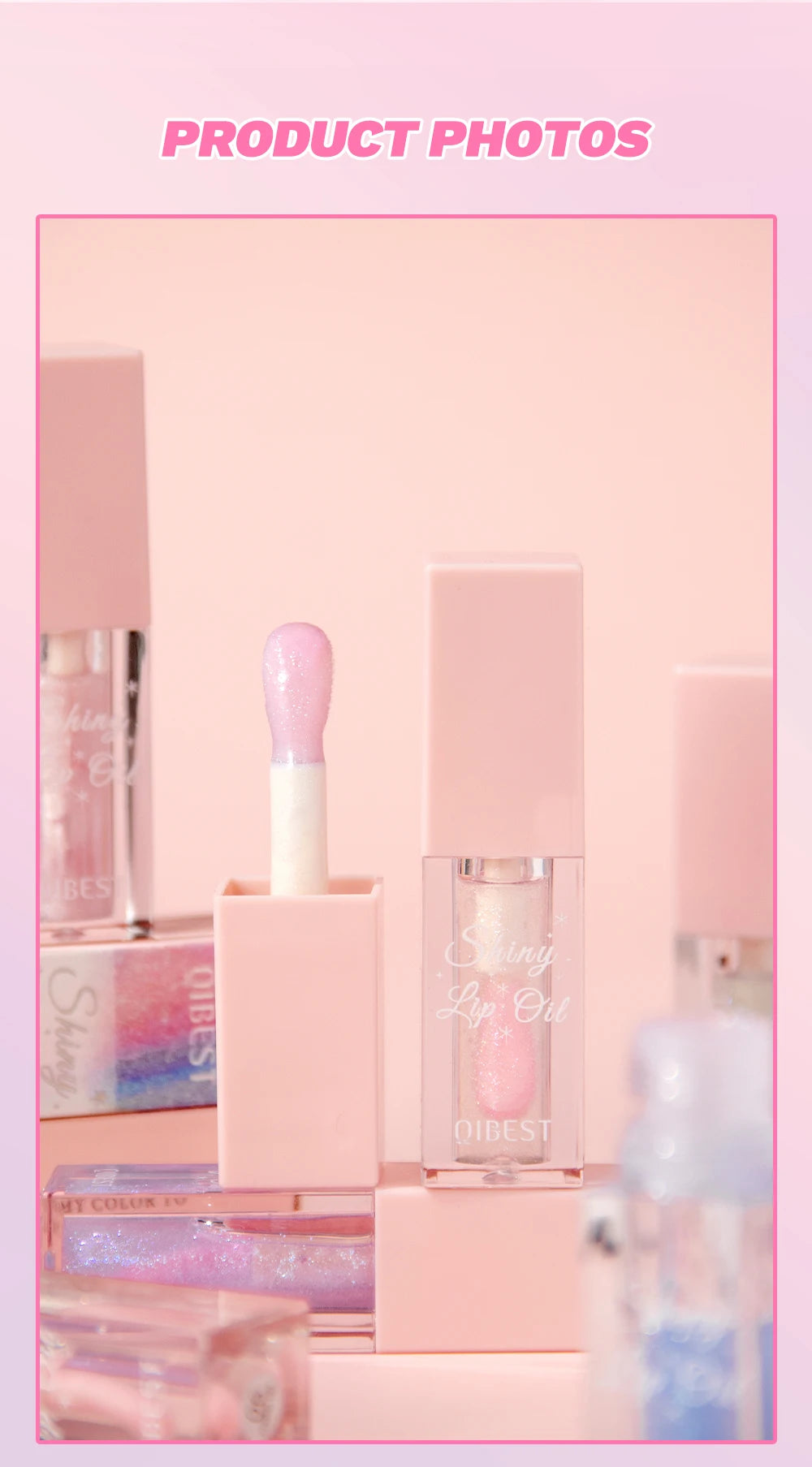 Pearlescent Pink Glitter Lip Oil