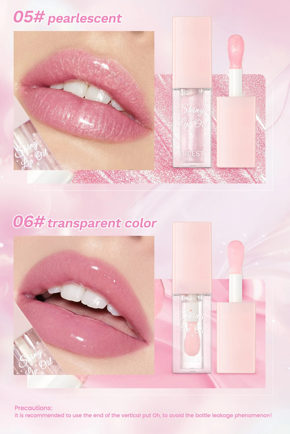 Pearlescent Pink Glitter Lip Oil