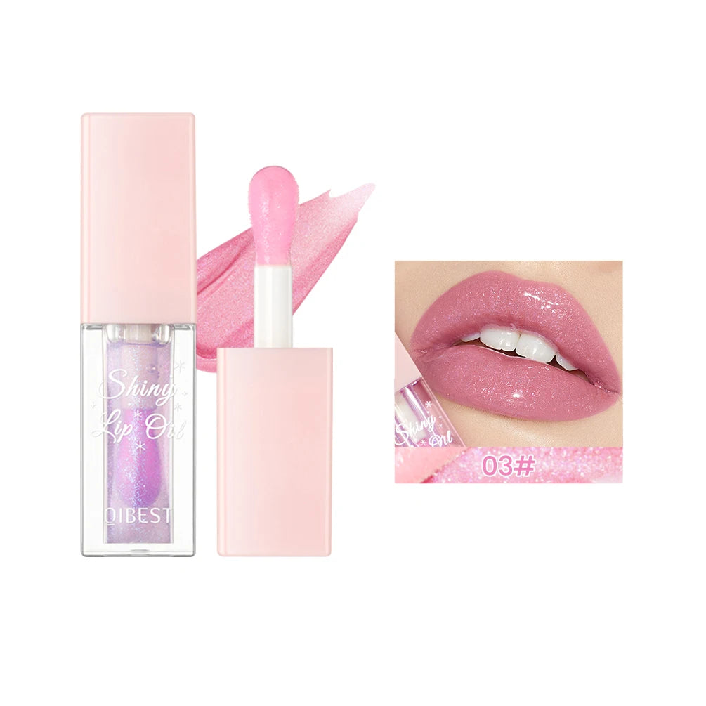Pearlescent Pink Glitter Lip Oil