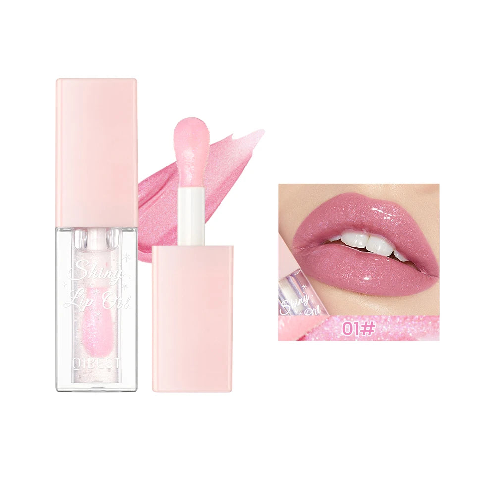 Pearlescent Pink Glitter Lip Oil