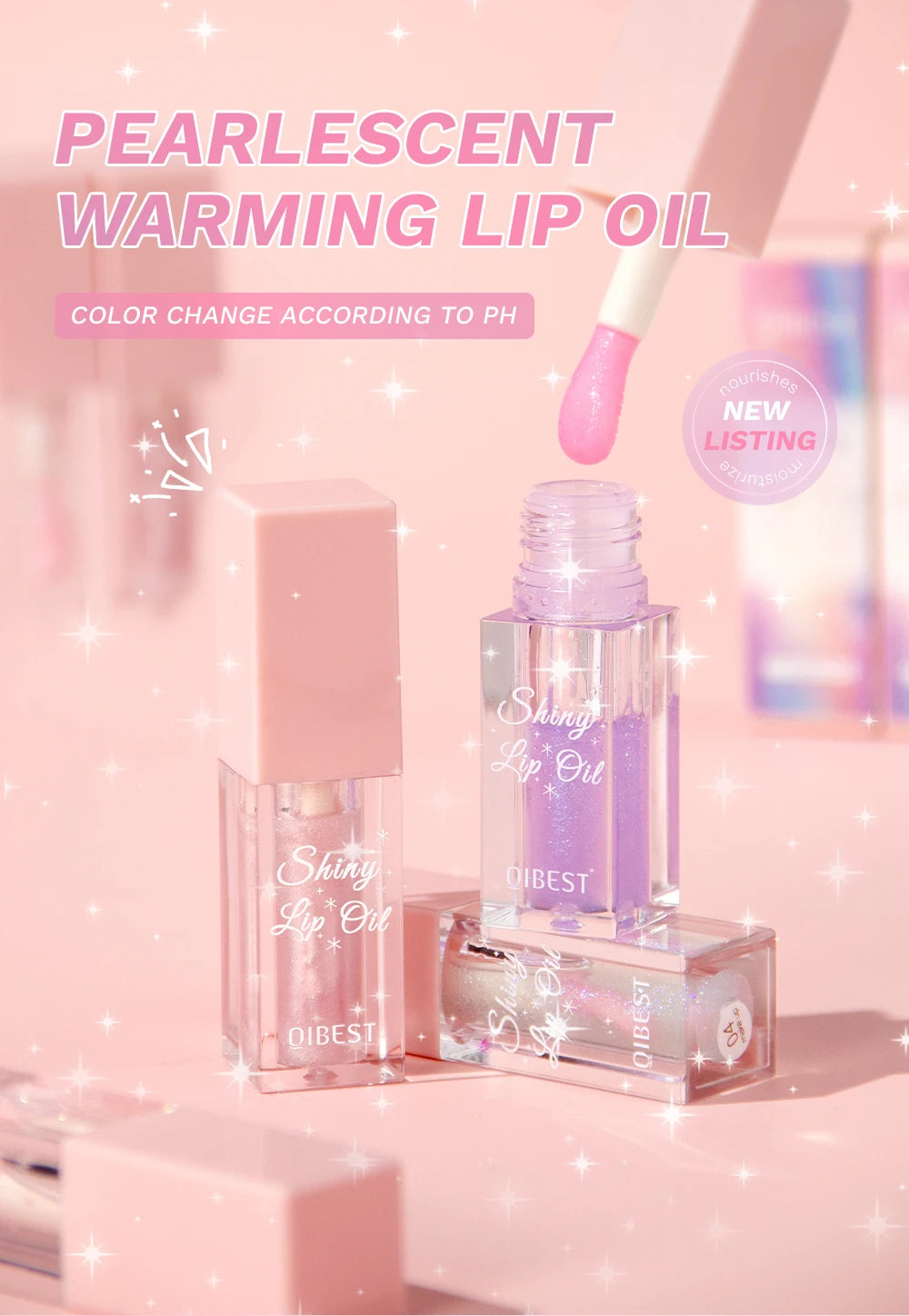Pearlescent Pink Glitter Lip Oil